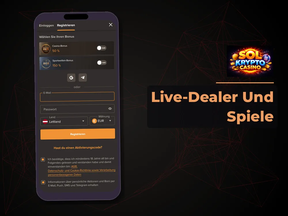 Sol Krypto Casino - Live-Dealer Und Spiele
