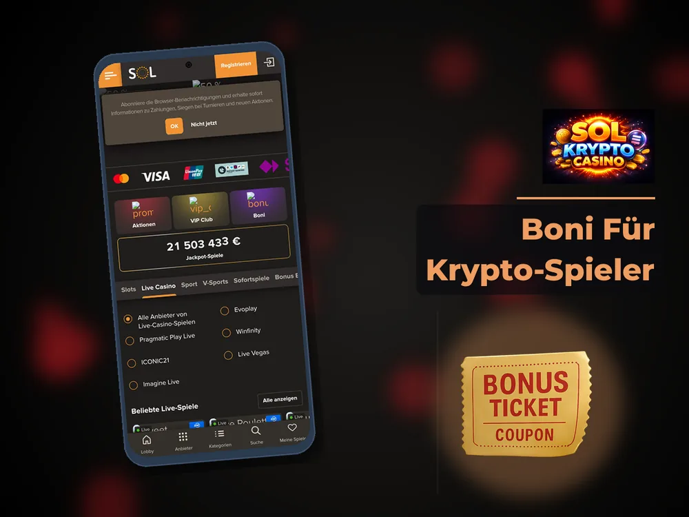 Sol Krypto Casino - Boni Für Krypto-Spieler