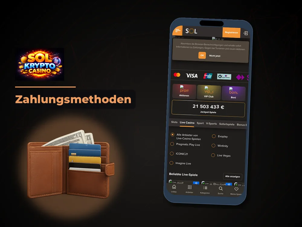 Sol Krypto Casino - Zahlungsmethoden