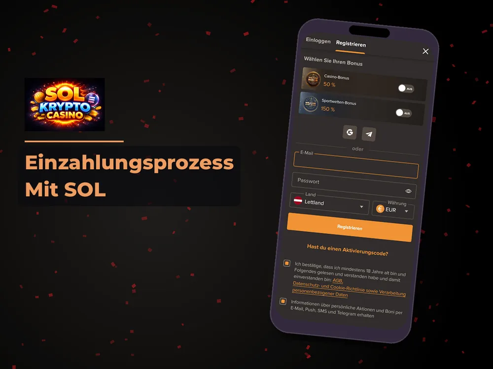 Sol Krypto Casino - Einzahlungsprozess Mit SOL