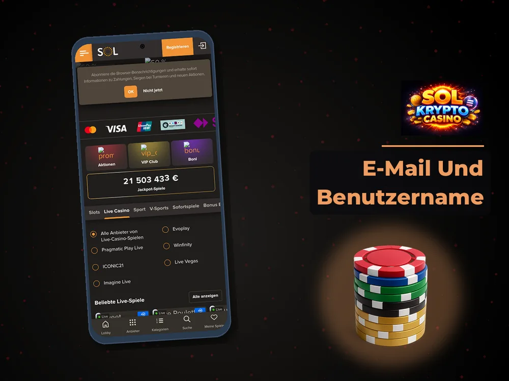 Sol Krypto Casino - E-Mail Und Benutzername