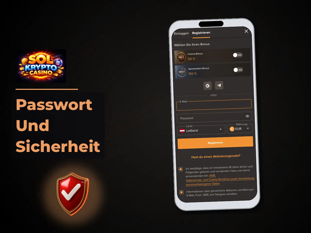 Sol Krypto Casino - Passwort Und Sicherheit