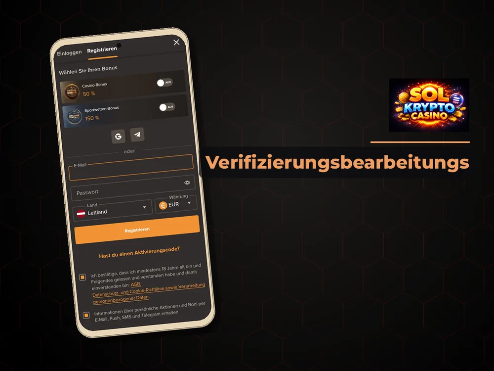 Sol Krypto Casino - Verifizierungsbearbeitungs