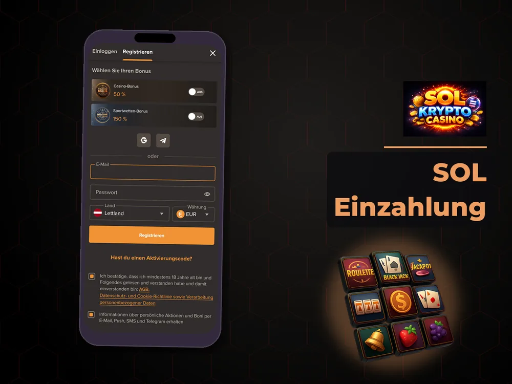 Sol Krypto Casino - SOL Einzahlung