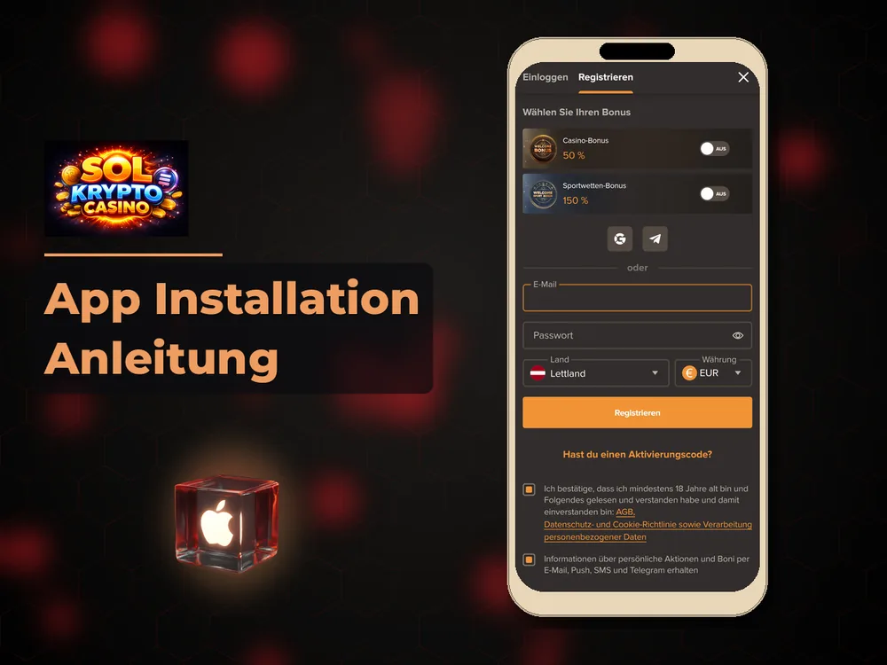 Sol Krypto Casino - App Installation Anleitung