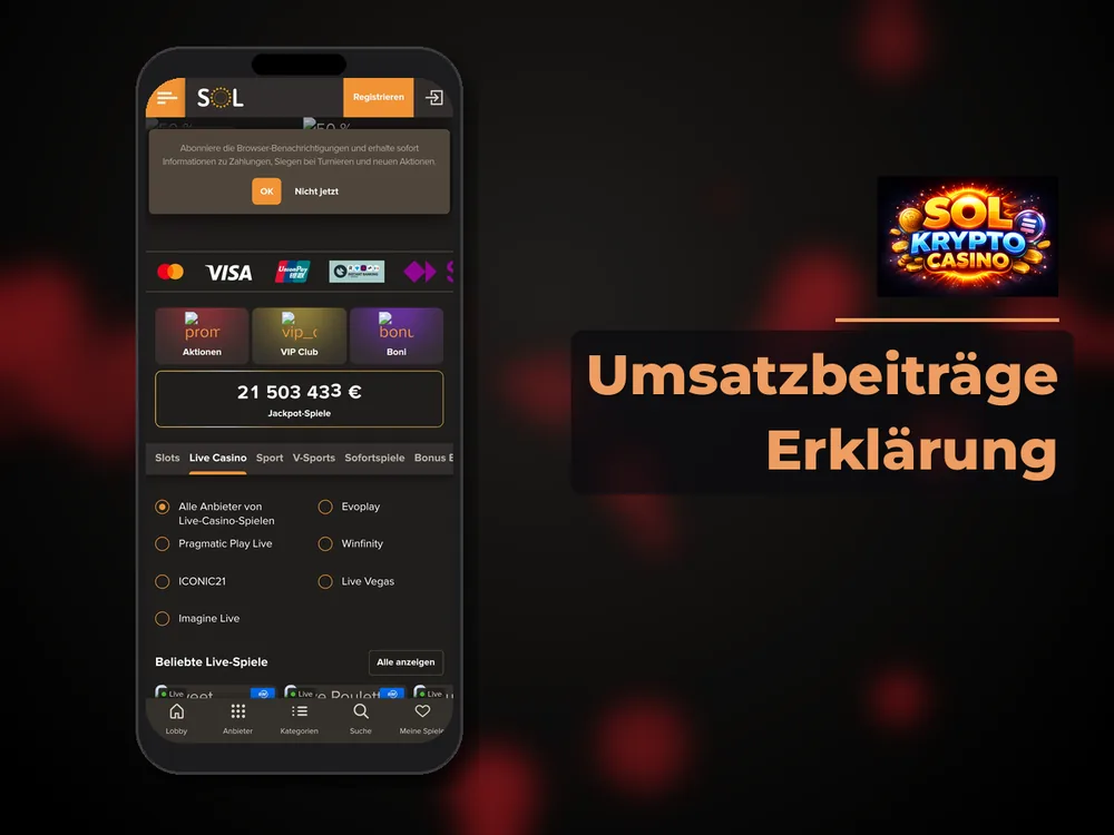 Sol Krypto Casino - Umsatzbeiträge Erklärung