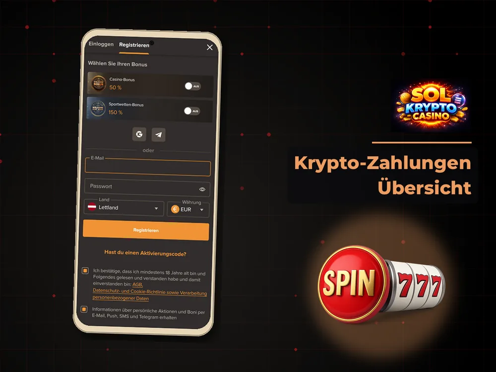 Sol Krypto Casino - Krypto-Zahlungen Übersicht