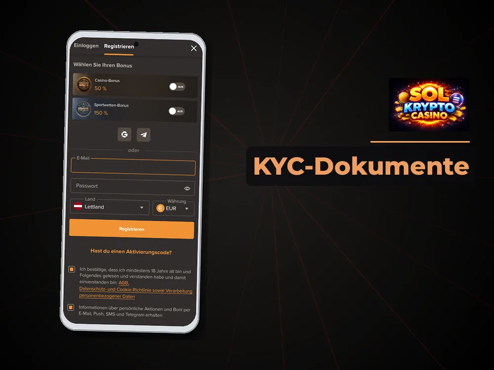 Sol Krypto Casino - KYC-Dokumente