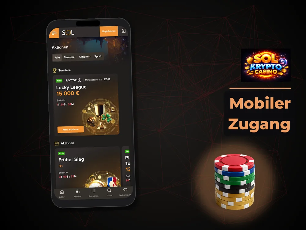 Sol Krypto Casino - Mobiler Zugang