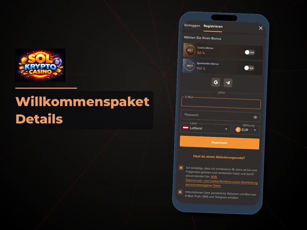 Sol Krypto Casino - Willkommenspaket Details