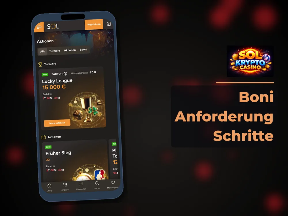Sol Krypto Casino - Boni Anforderung Schritte