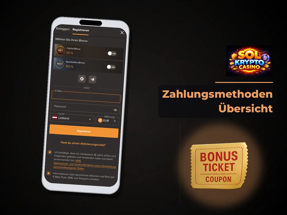Sol Krypto Casino - Zahlungsmethoden Übersicht