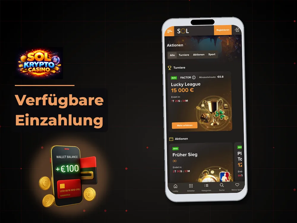 Sol Krypto Casino - Verfügbare Einzahlung