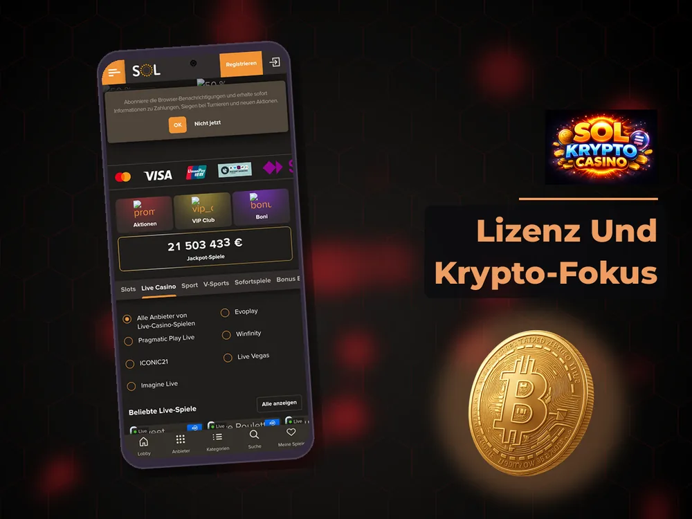 Sol Krypto Casino - Lizenz Und Krypto-Fokus