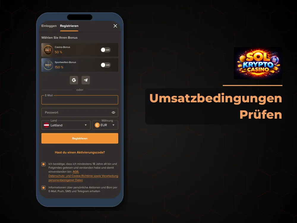 Sol Krypto Casino - Umsatzbedingungen Prüfen