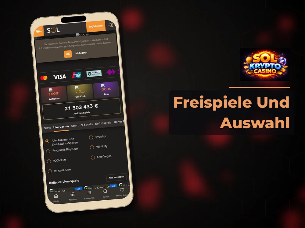 Sol Krypto Casino - Freispiele Und Auswahl