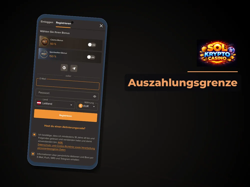 Sol Krypto Casino - Auszahlungsgrenze