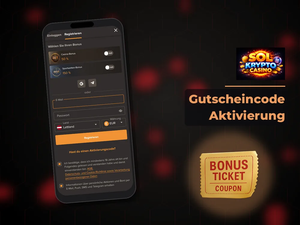Sol Krypto Casino - Gutscheincode Aktivierung