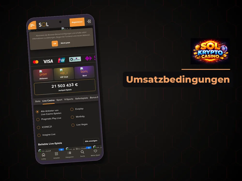 Sol Krypto Casino - Umsatzbedingungen