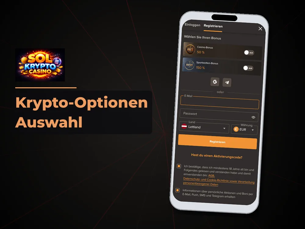 Sol Krypto Casino - Krypto-Optionen Auswahl