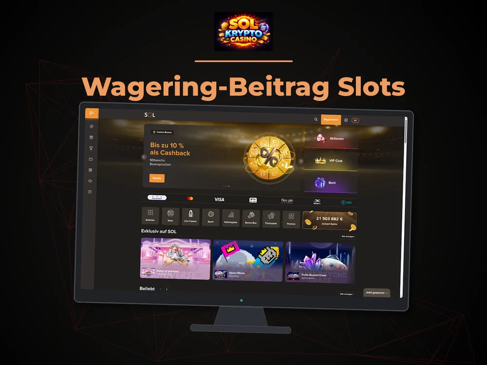 Sol Krypto Casino - Wagering-Beitrag Slots