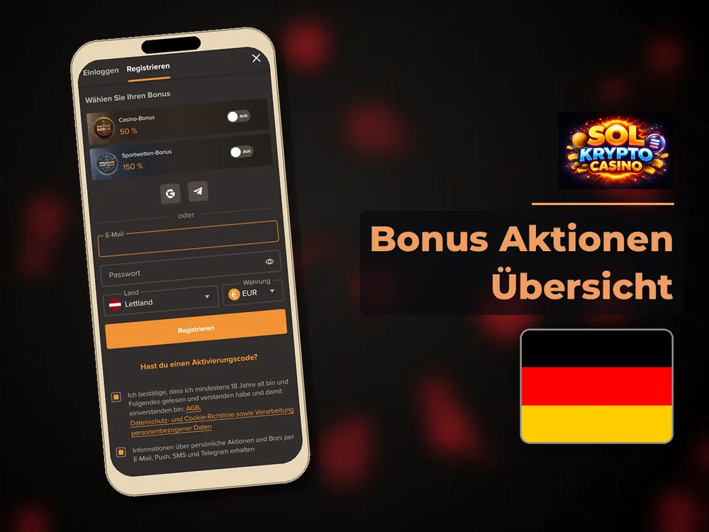 Sol Casino - Bonus Aktionen Übersicht