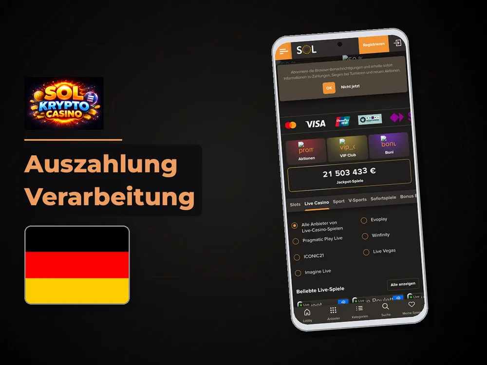 Sol Casino - Auszahlung Verarbeitung