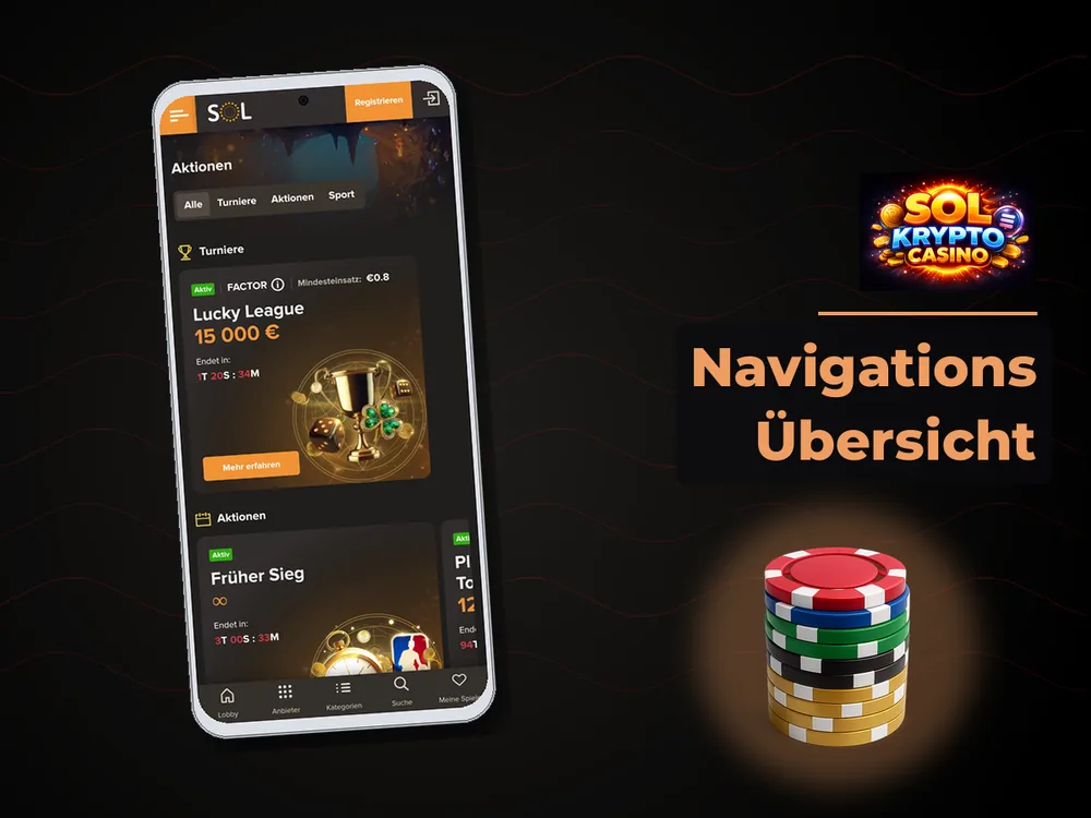 Sol Casino - Navigations Übersicht