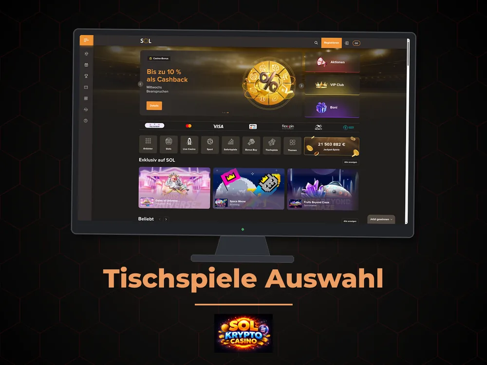 Sol Casino - Tischspiele Auswahl