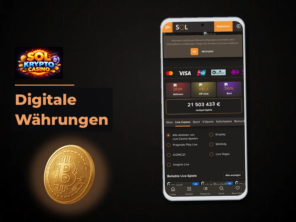 Sol Casino - Digitale Währungen