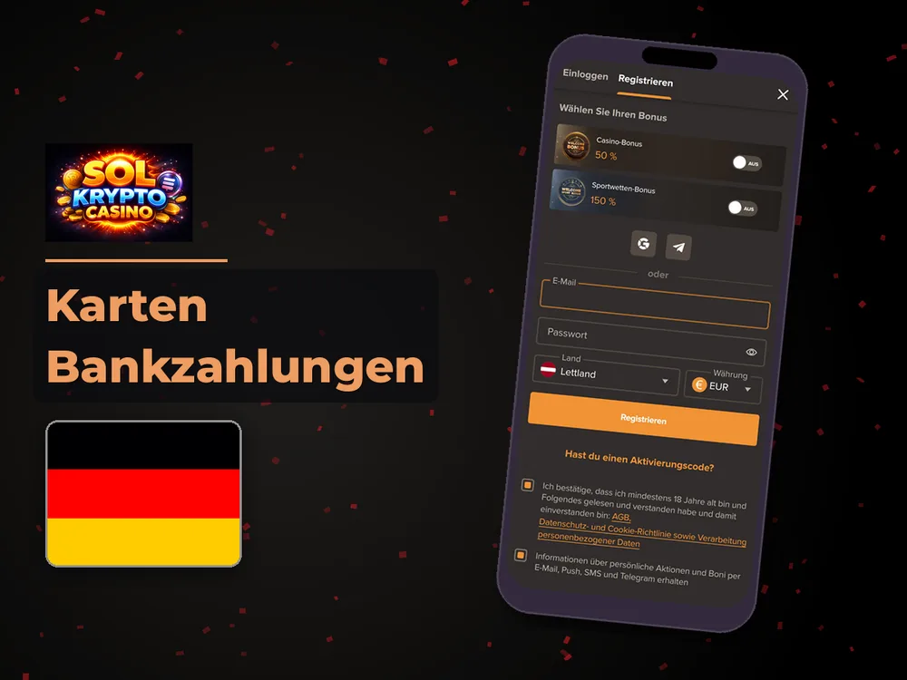 Sol Casino - Karten Bankzahlungen