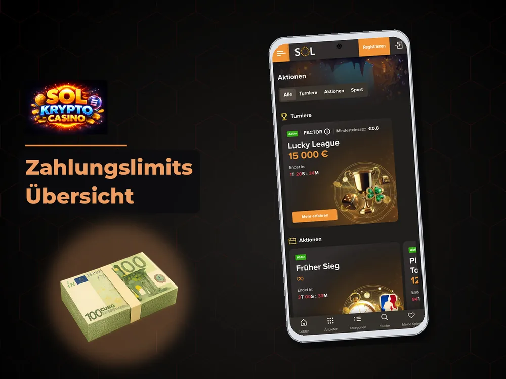 Sol Casino - Zahlungslimits Übersicht