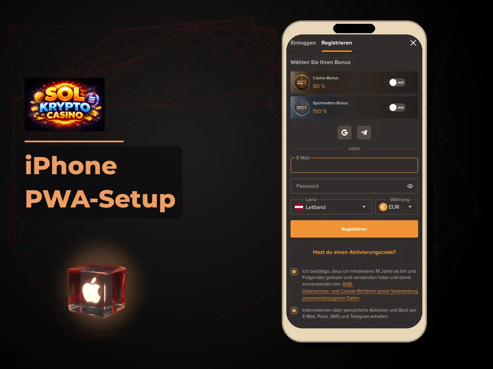 Sol Casino - iPhone PWA-Setup
