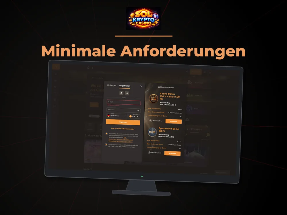 Sol Casino - Minimale Anforderungen