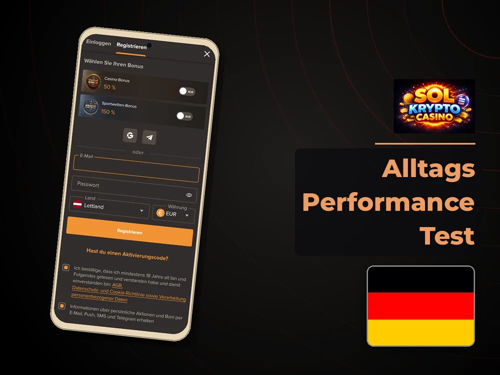 Sol Casino - Alltags Performance Test