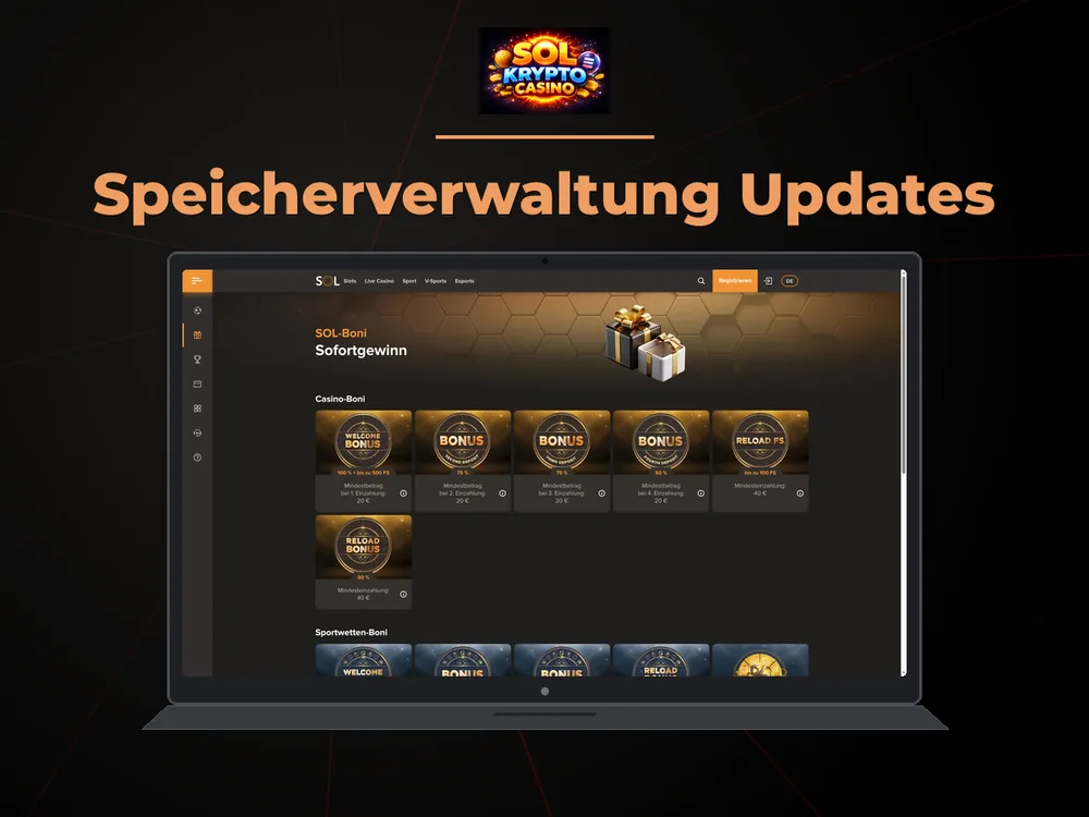 Sol Casino - Speicherverwaltung Updates
