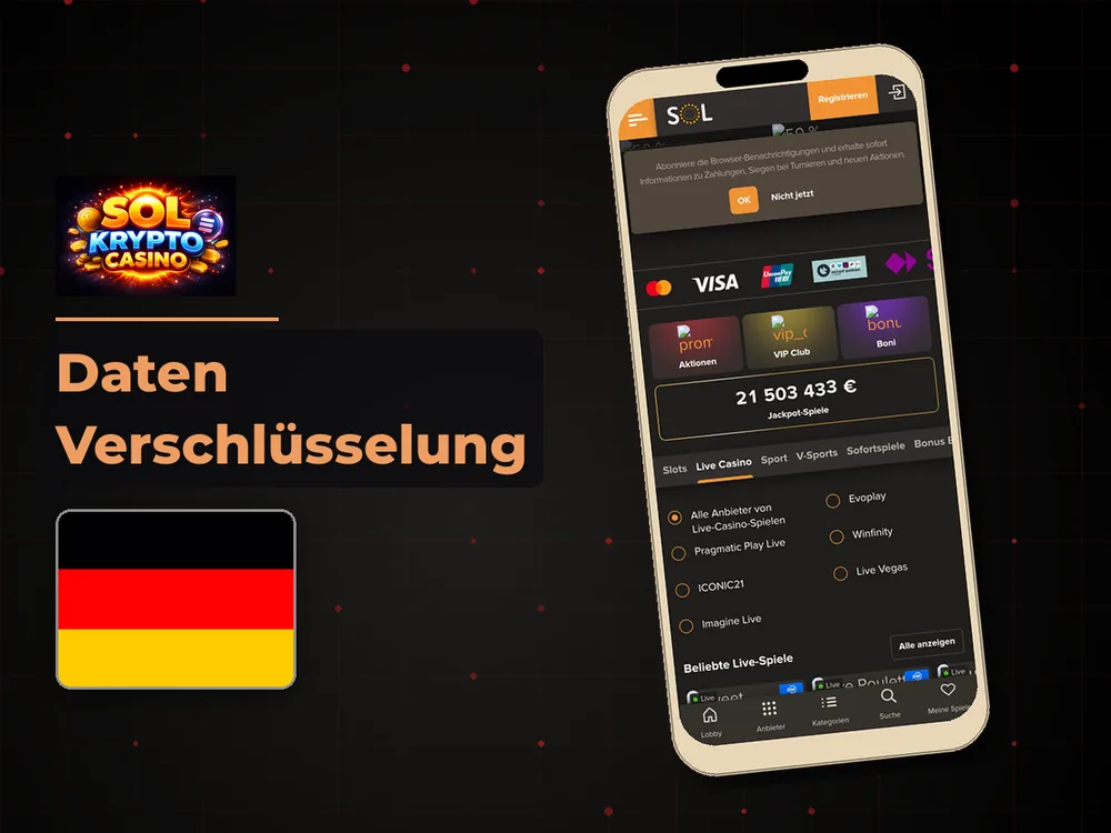 Sol Casino - Daten Verschlüsselung