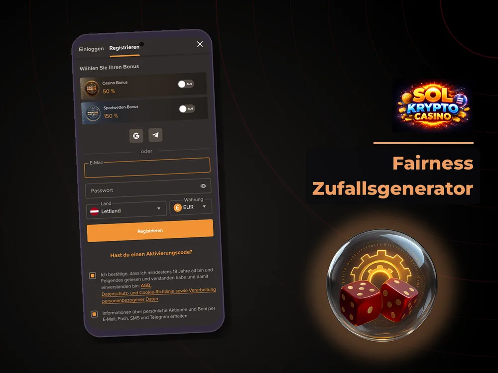 Sol Casino - Fairness Zufallsgenerator