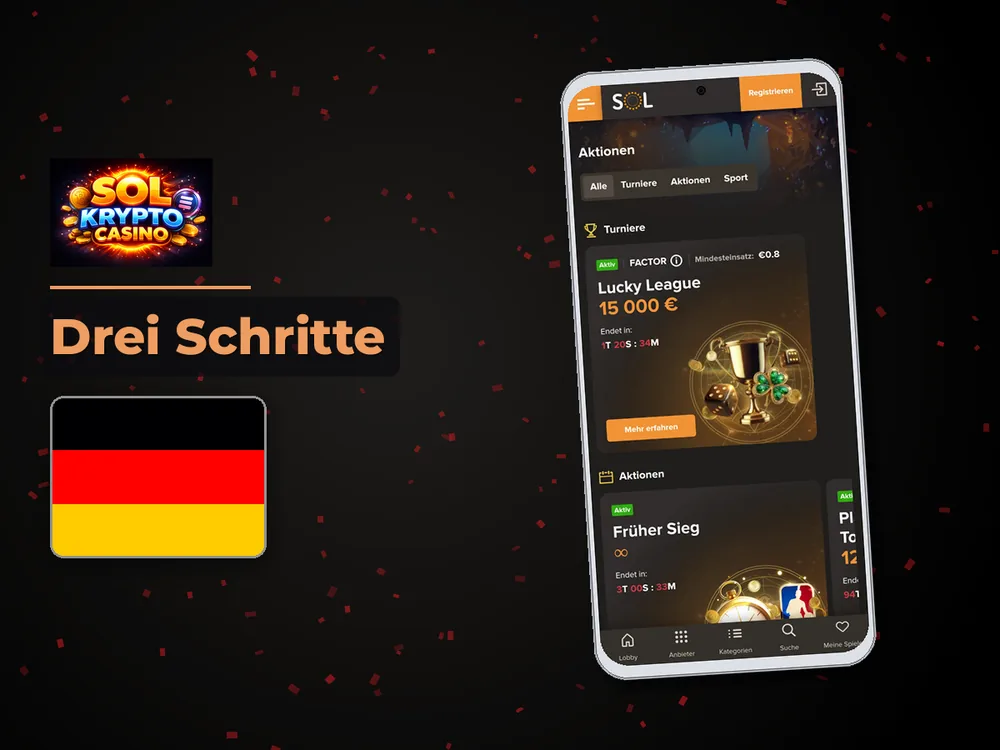 Sol Casino - Drei Schritte