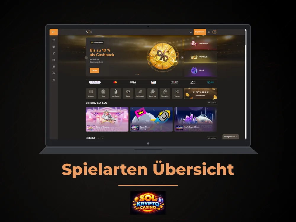 Sol Casino - Spielarten Übersicht