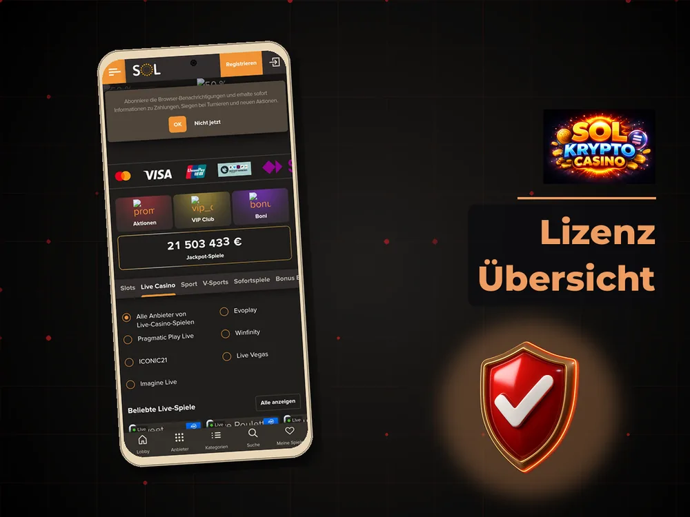 Sol Casino - Lizenz Übersicht