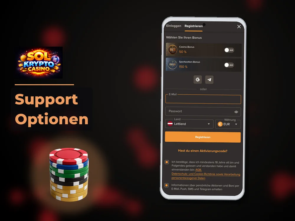 Sol Casino - Support Optionen
