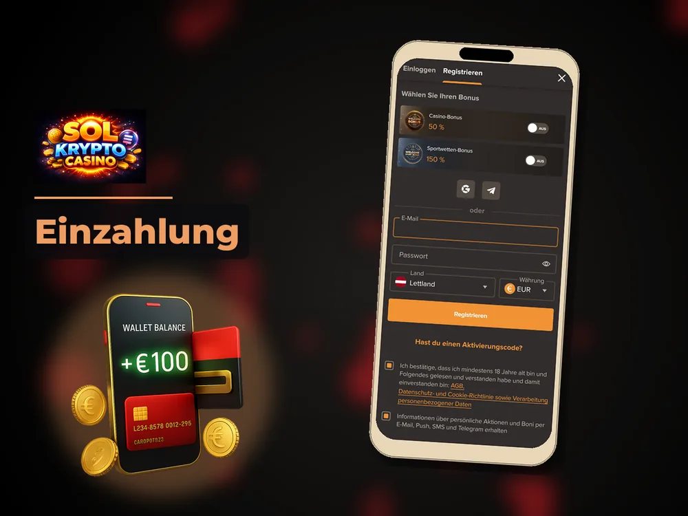 Sol Casino - Einzahlung
