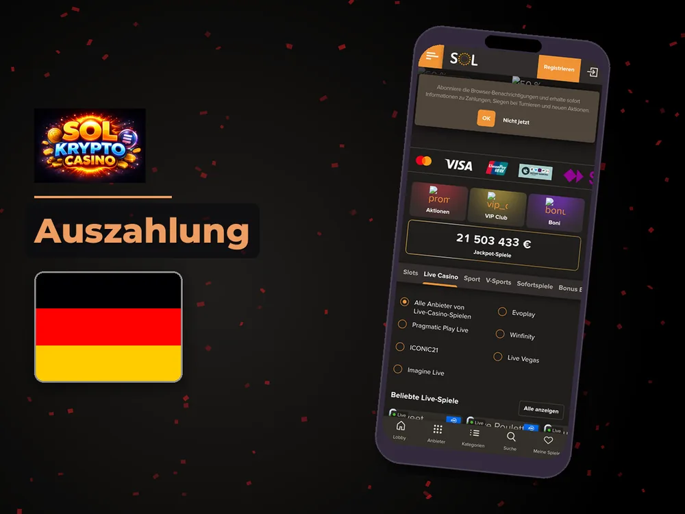 Sol Casino - Auszahlung