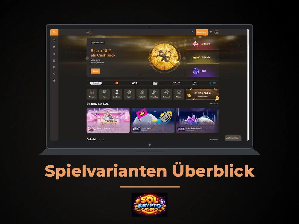 Sol Casino - Spielvarianten Überblick