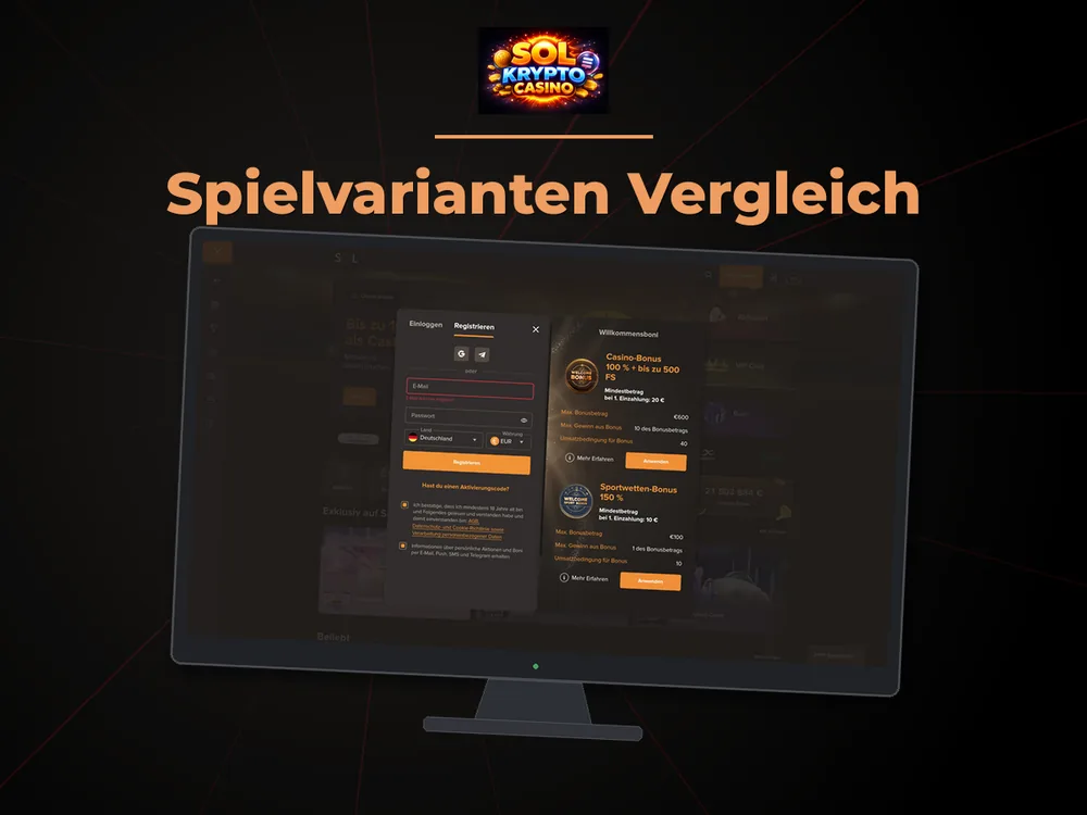 Sol Casino - Spielvarianten Vergleich