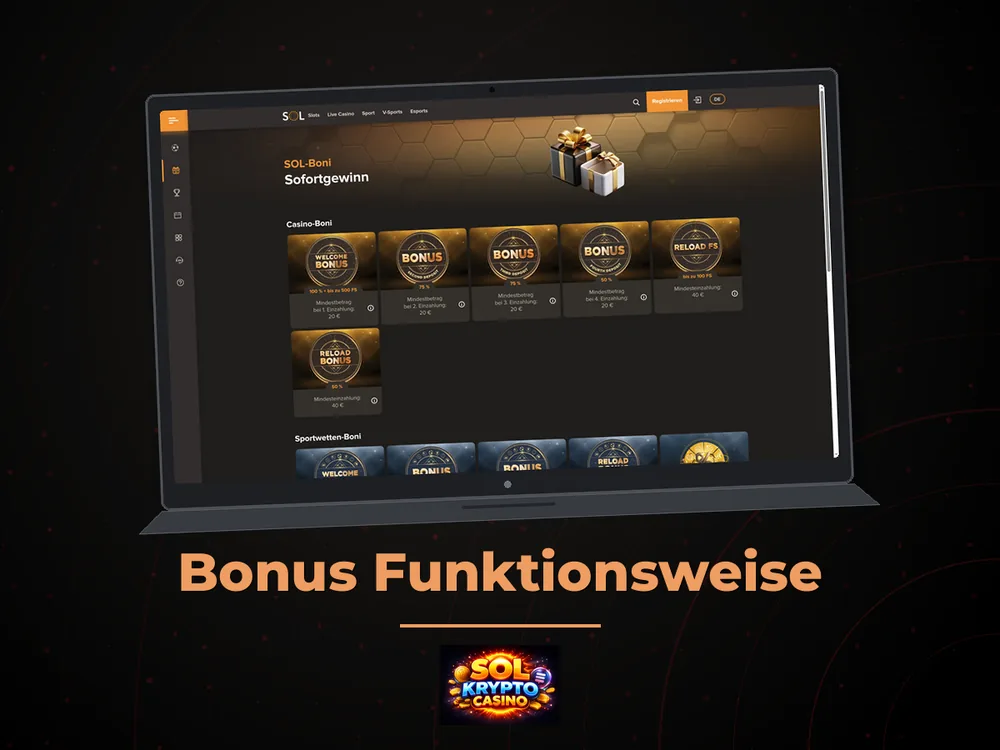 Sol Casino - Bonus Funktionsweise