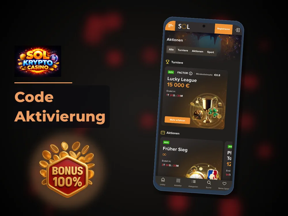Sol Casino - Code Aktivierung
