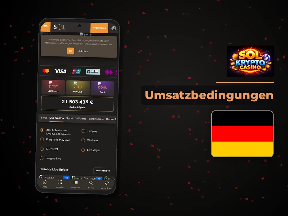Sol Casino - Umsatzbedingungen