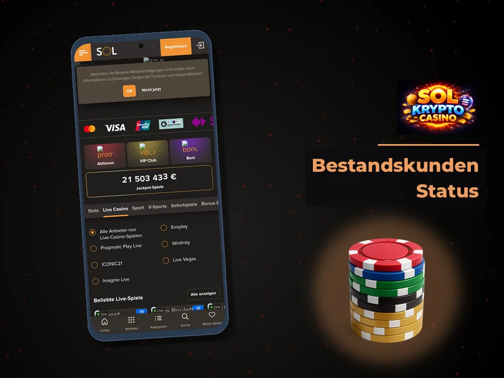 Sol Casino - Bestandskunden Status